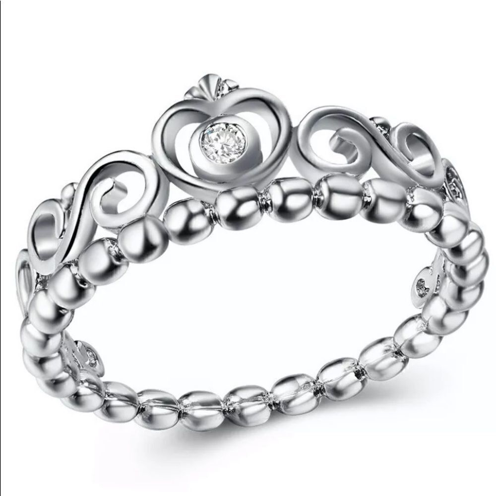 The Grace Kelly Sterling silver Princess ring w cubic zirconia sz 7